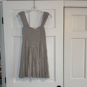 Promesa Beige Gingham Mini Dress